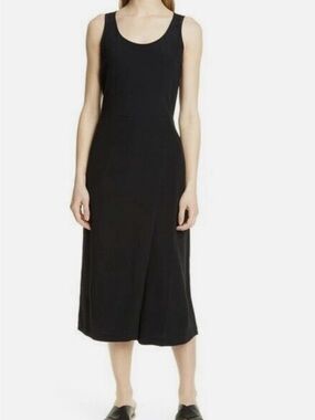 Minimalist, monochrome Eileen Fisher Black Tank Wrap- Leg Jumpsuit, XS/TP